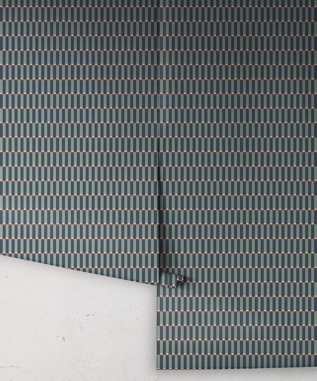Petite Prints Collection by Milton and King Studio - Petite Prints: Geometrics - Axis Wallpaper - Colourway: Nautical - Roll