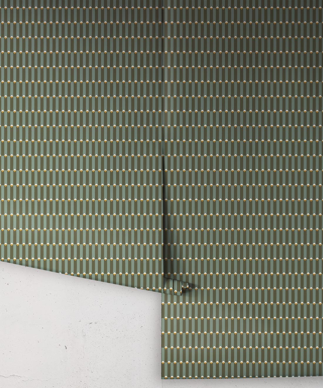 Petite Prints Collection by Milton and King Studio - Petite Prints: Geometrics - Axis Wallpaper - Colourway: Olive - Roll