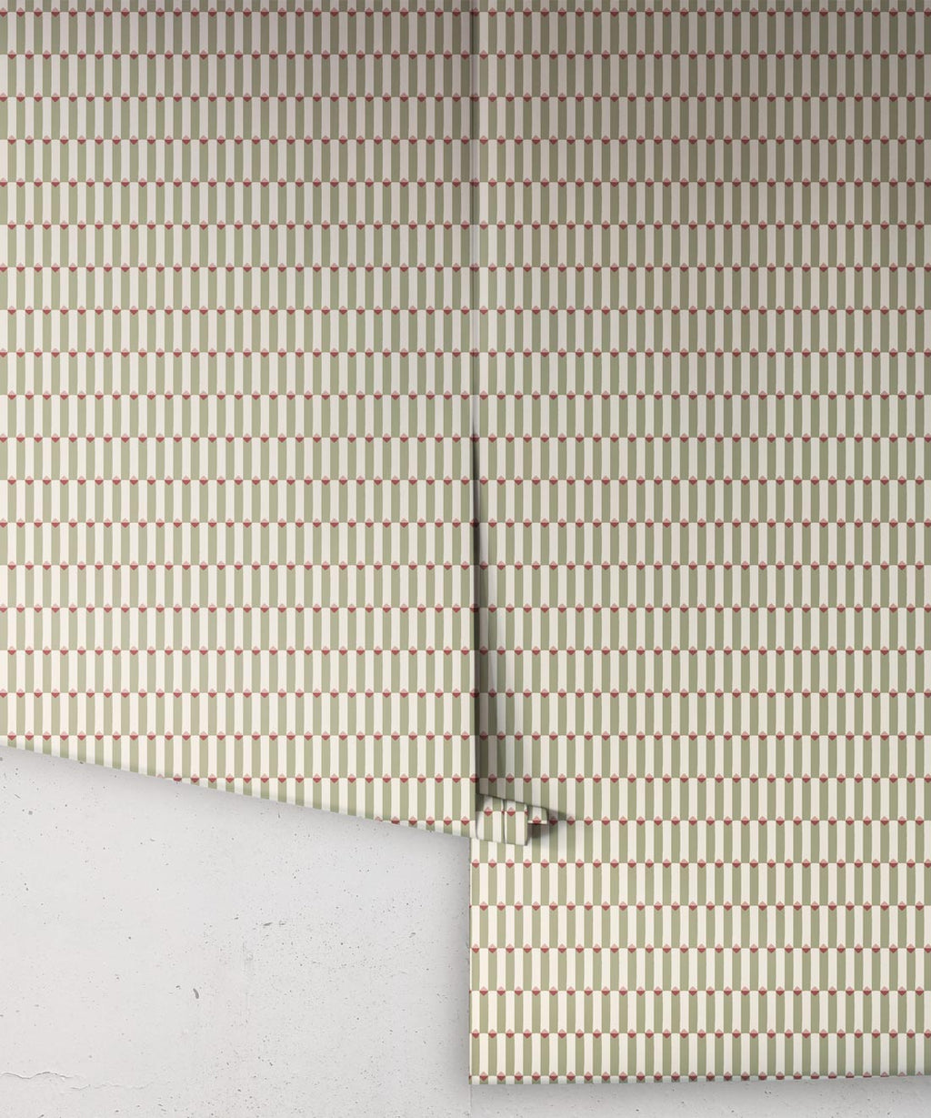 Petite Prints Collection by Milton and King Studio - Petite Prints: Geometrics - Axis Wallpaper - Colourway: Sage - Roll