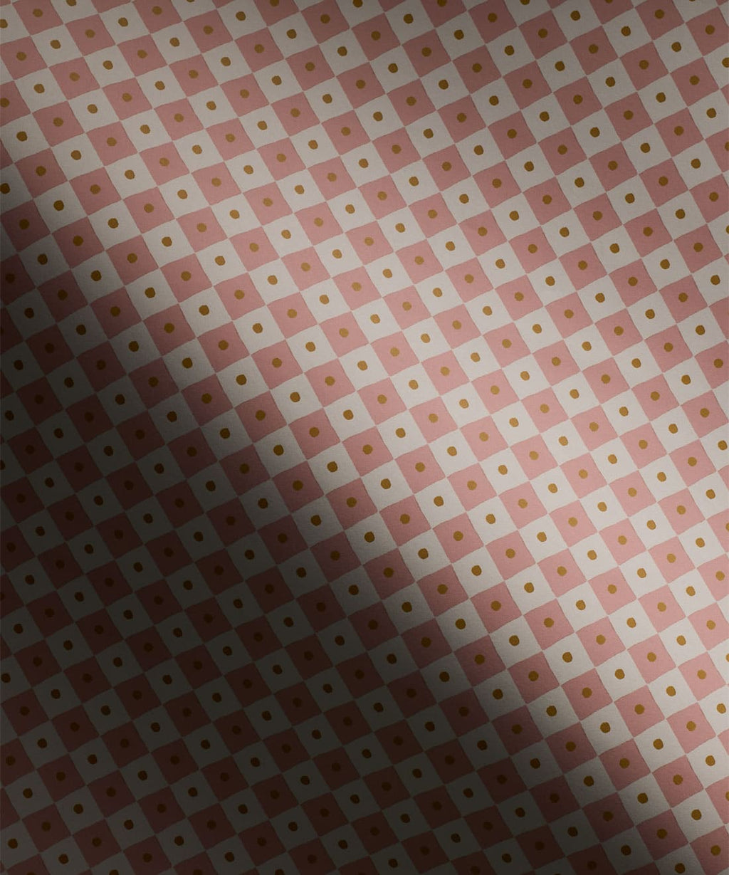 Petite Prints Collection by Milton and King Studio - Petite Prints: Geometrics - Checkerboard Wallpaper - Colourway: Blush - Swatch 2