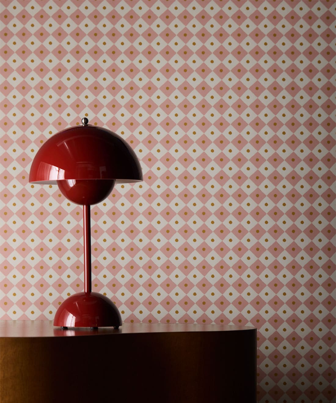 Petite Prints Collection by Milton and King Studio - Petite Prints: Geometrics - Checkerboard Wallpaper - Colourway: Blush - Insitu