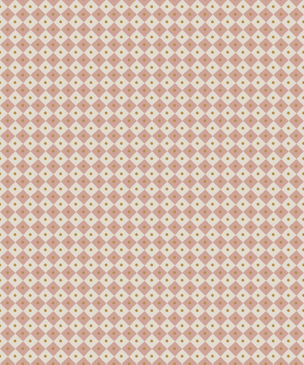 Petite Prints Collection by Milton and King Studio - Petite Prints: Geometrics - Checkerboard Wallpaper - Colourway: Blush - Swatch