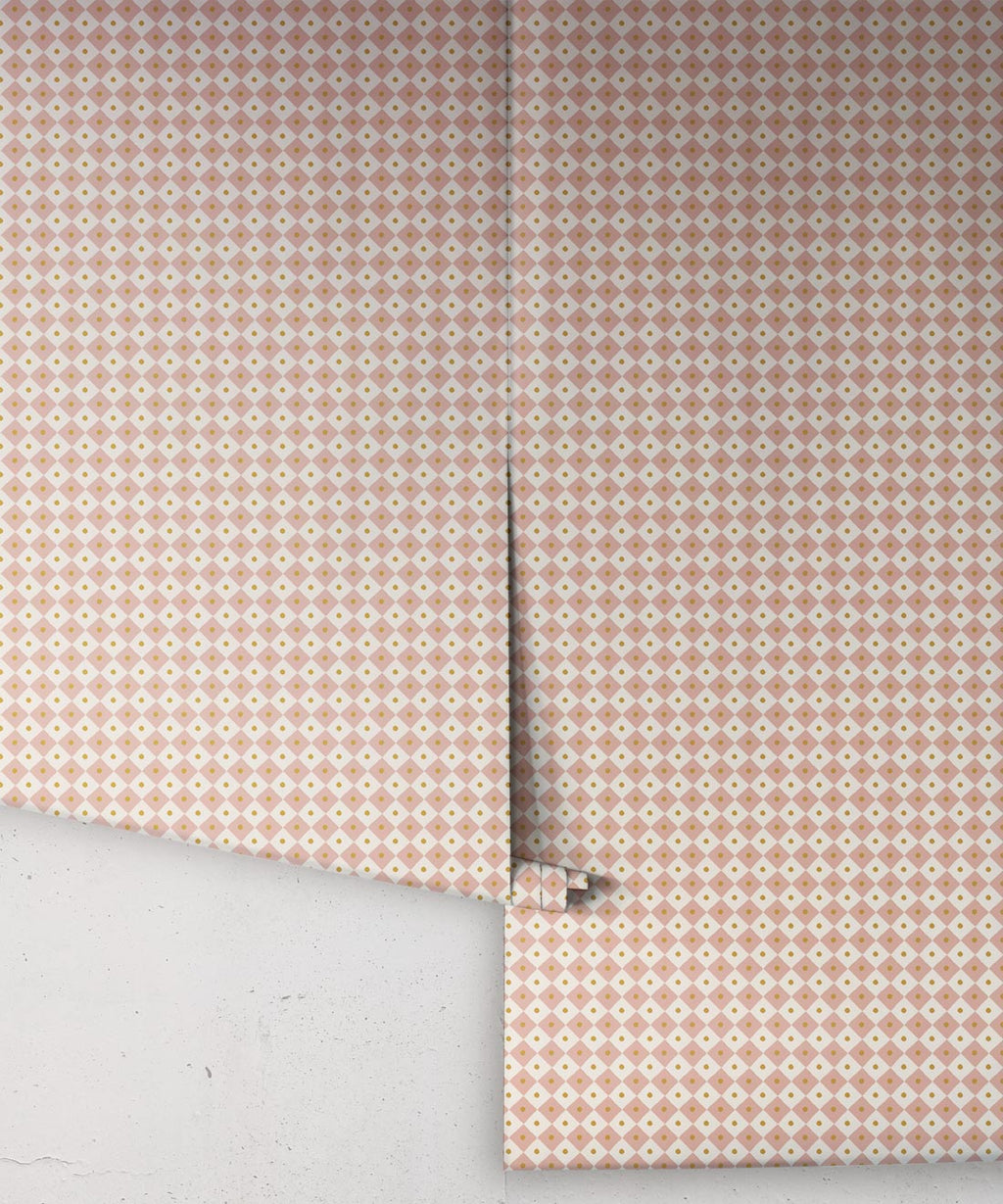 Petite Prints Collection by Milton and King Studio - Petite Prints: Geometrics - Checkerboard Wallpaper - Colourway: Blush - Roll