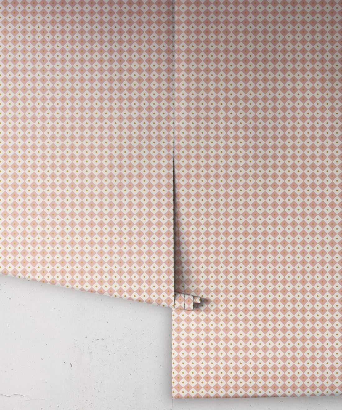 Petite Prints Collection by Milton and King Studio - Petite Prints: Geometrics - Checkerboard Wallpaper - Colourway: Blush - Roll