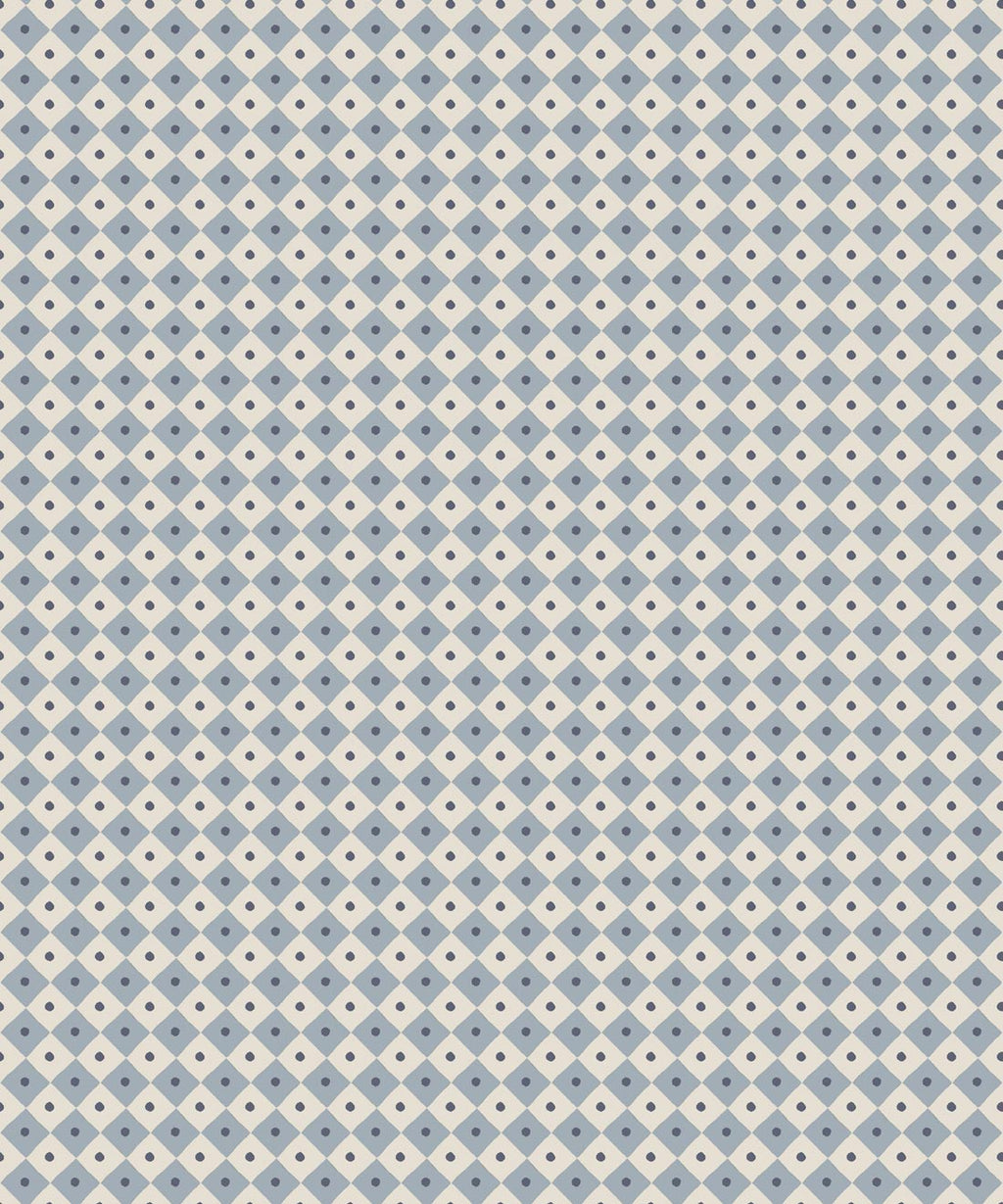 Petite Prints Collection by Milton and King Studio - Petite Prints: Geometrics - Checkerboard Wallpaper - Colourway: Periwinkle - Swatch