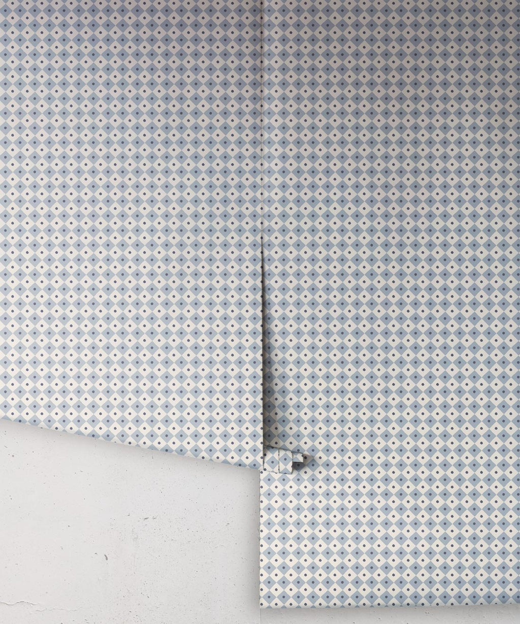 Petite Prints Collection by Milton and King Studio - Petite Prints: Geometrics - Checkerboard Wallpaper - Colourway: Periwinkle - Roll