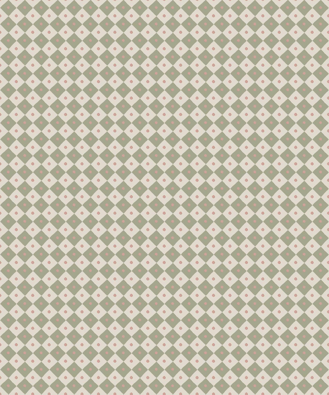 Petite Prints Collection by Milton and King Studio - Petite Prints: Geometrics - Checkerboard Wallpaper - Colourway: Sage - Swatch