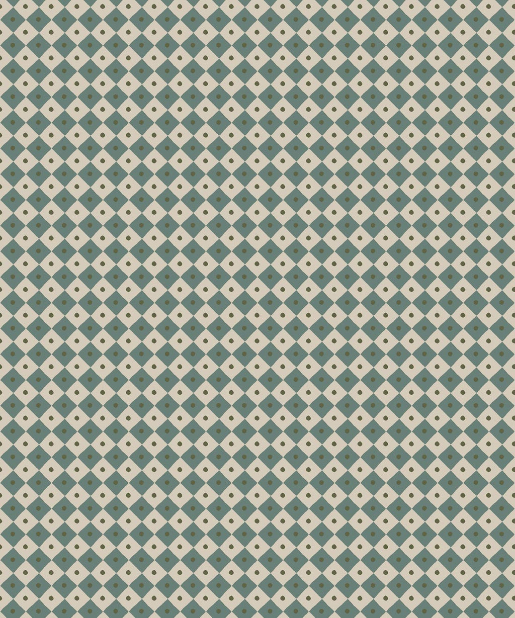 Petite Prints Collection by Milton and King Studio - Petite Prints: Geometrics - Checkerboard Wallpaper - Colourway: Teal - Swatch