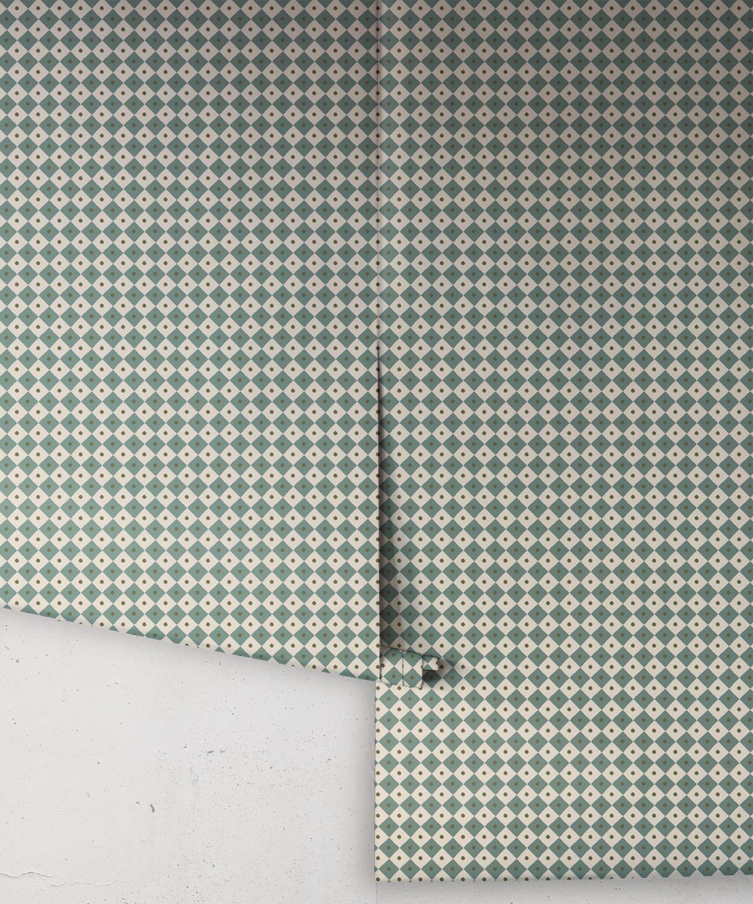 Petite Prints Collection by Milton and King Studio - Petite Prints: Geometrics - Checkerboard Wallpaper - Colourway: Teal - Roll