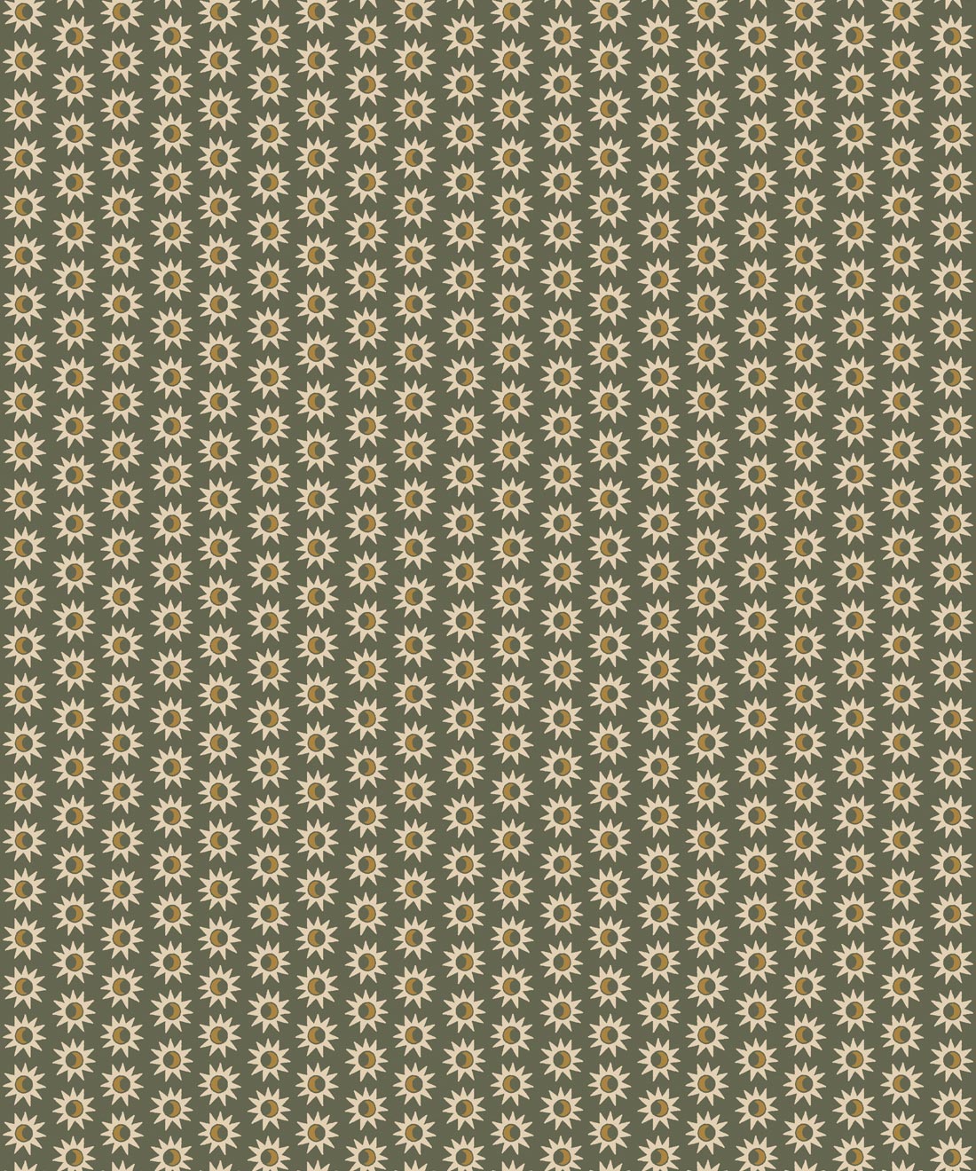 Petite Prints Collection by Milton and King Studio - Petite Prints: Geometrics - Sunburst Wallpaper - Colourway: Olive - Swatch