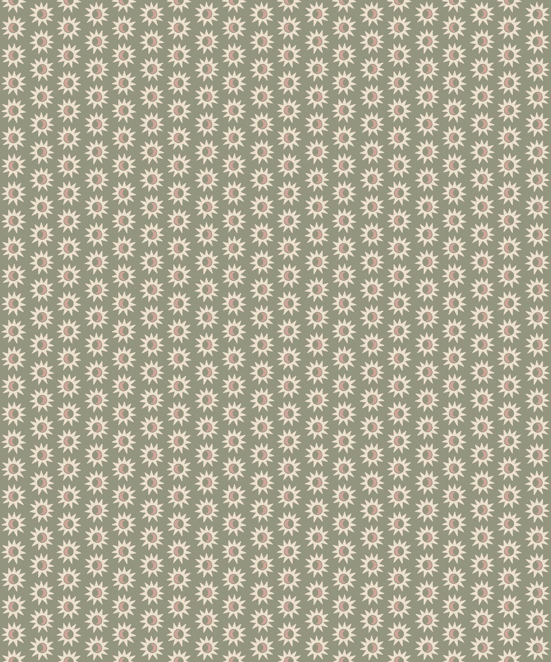 Petite Prints Collection by Milton and King Studio - Petite Prints: Geometrics - Sunburst Wallpaper - Colourway: Sage - Swatch