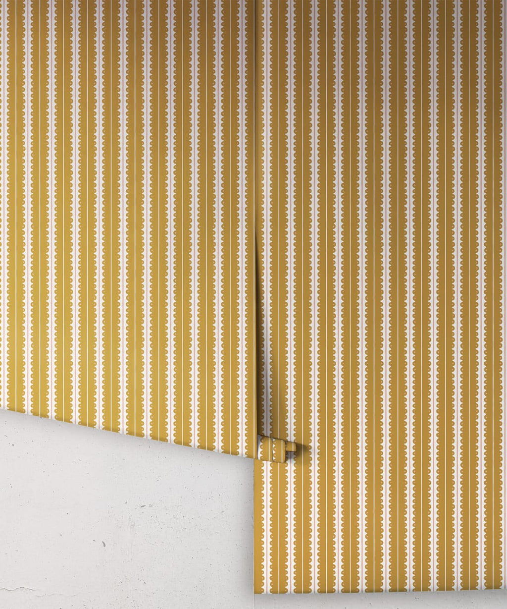 Big Top Wallpaper - Colorway: Golden - Petite Prints - Stripes Collection - Roll