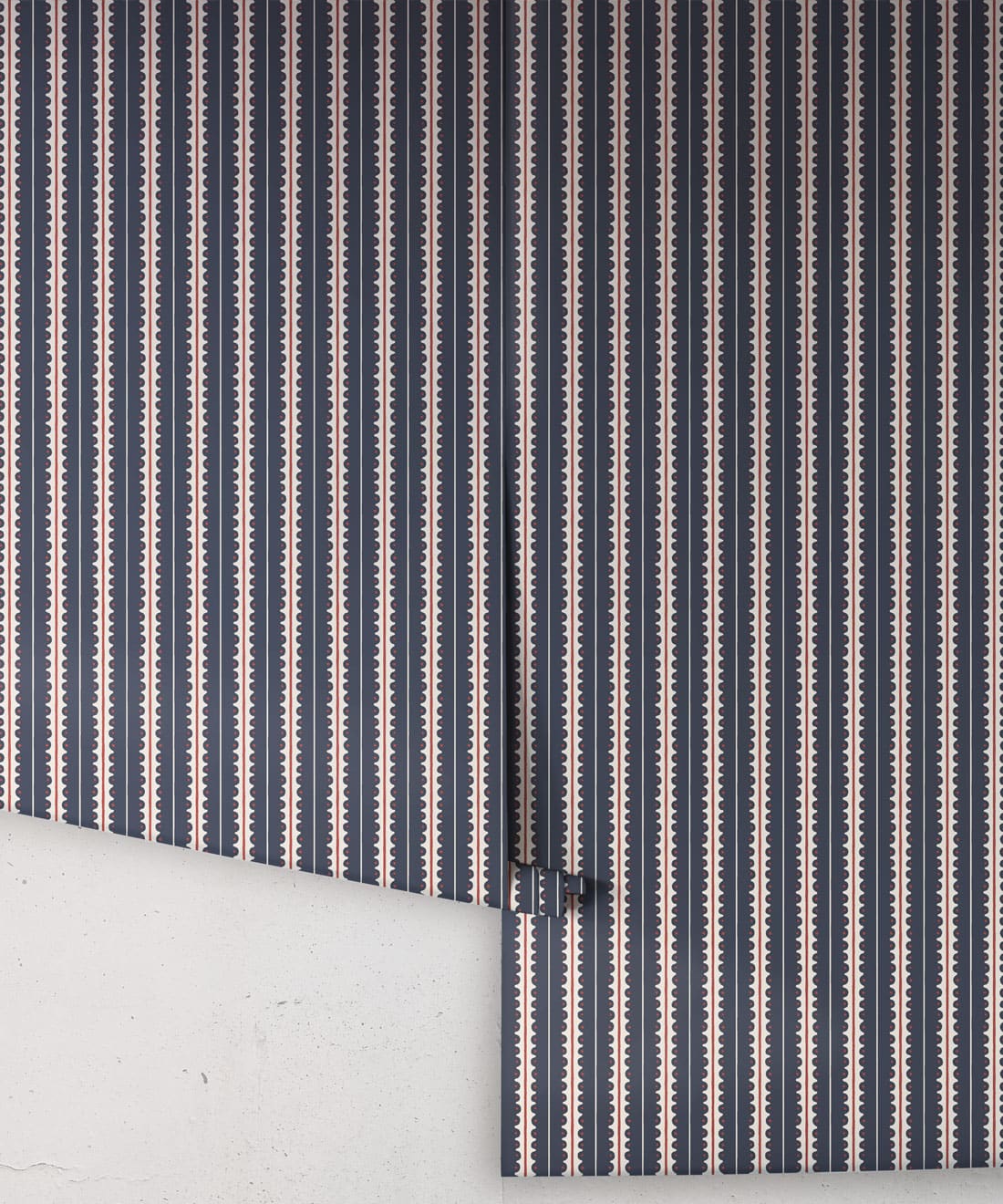 Big Top Wallpaper - Colorway: Navy - Petite Prints - Stripes Collection - Roll