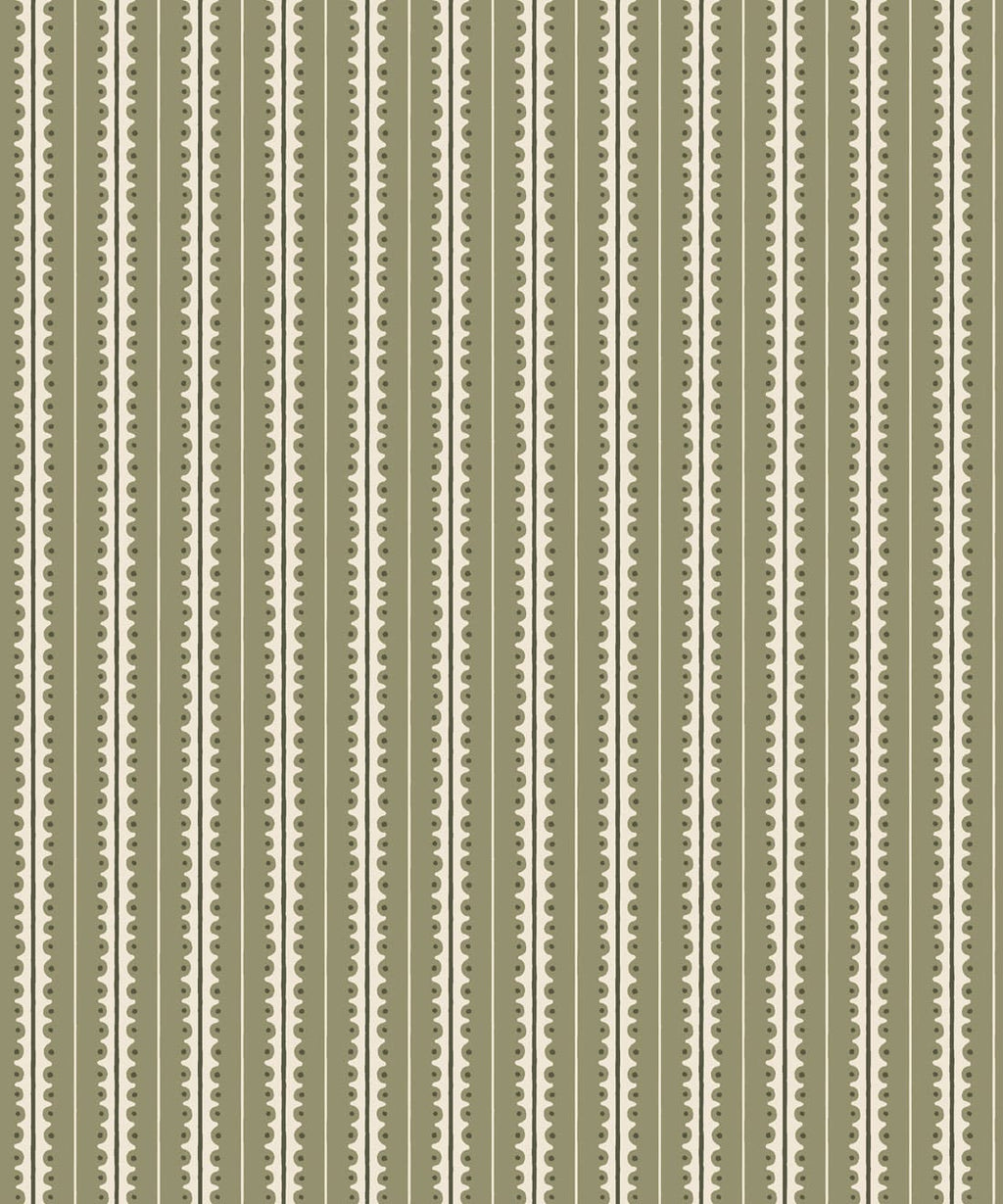Big Top Wallpaper - Colorway: Olive - Petite Prints - Stripes Collection - Swatch