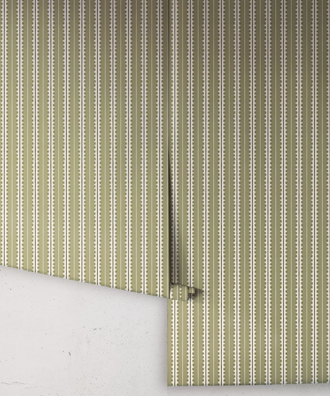 Big Top Wallpaper - Colorway: Olive - Petite Prints - Stripes Collection - Roll