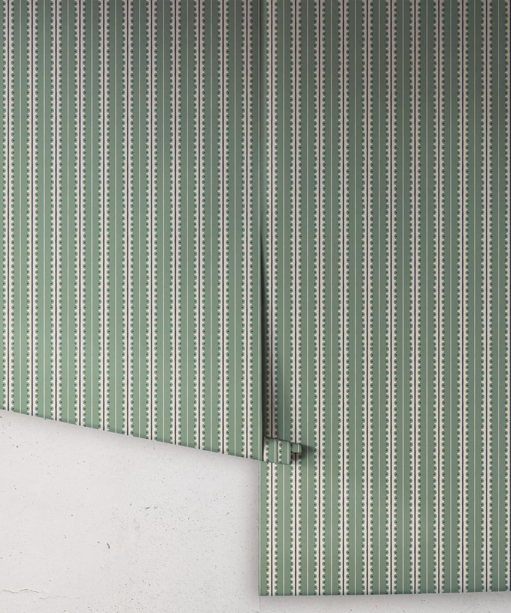 Big Top Wallpaper - Colorway: Teal - Petite Prints - Stripes Collection - Roll