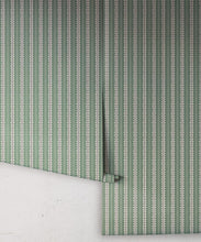 Load image into Gallery viewer, Big Top Wallpaper - Colorway: Teal - Petite Prints - Stripes Collection - Roll