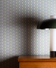 Load image into Gallery viewer, Cello Wallpaper - Colorway: Aqua - Petite Prints - Stripes Collection - Insitu