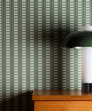 Load image into Gallery viewer, Reed Wallpaper - Colorway: Teal - Petite Prints - Stripes Collection - Insitu