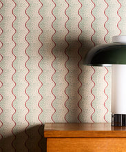 Load image into Gallery viewer, Shore Wallpaper - Colorway: Aqua - Petite Prints - Stripes Collection - Insitu