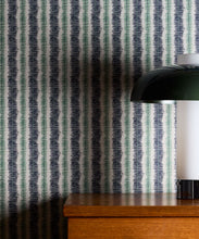 Load image into Gallery viewer, Stitch Wallpaper - Colorway: Indigo - Petite Prints - Stripes Collection - Insitu