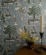 Load image into Gallery viewer, Dragon Realm Wallpaper - Colorway: Cornflower - Fable Collection by M&amp;K Studios - Insitu