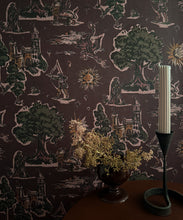 Load image into Gallery viewer, Dragon Realm Wallpaper - Colorway: Plum - Fable Collection by M&amp;K Studios - Insitu