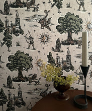 Load image into Gallery viewer, Dragon Realm Wallpaper - Colorway: Sage - Fable Collection by M&amp;K Studios - Insitu