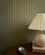 Load image into Gallery viewer, Tudor Star Wallpaper - Colorway: Moss - Fable Collection by M&amp;K Studios - Insitu