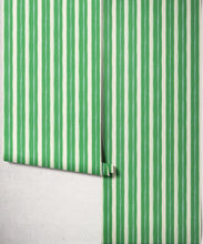 Load image into Gallery viewer, Palette Stripe Wallpaper - Colourway: Emerald - Roll