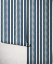 Load image into Gallery viewer, Palette Stripe Wallpaper - Colourway: Indigo - Roll