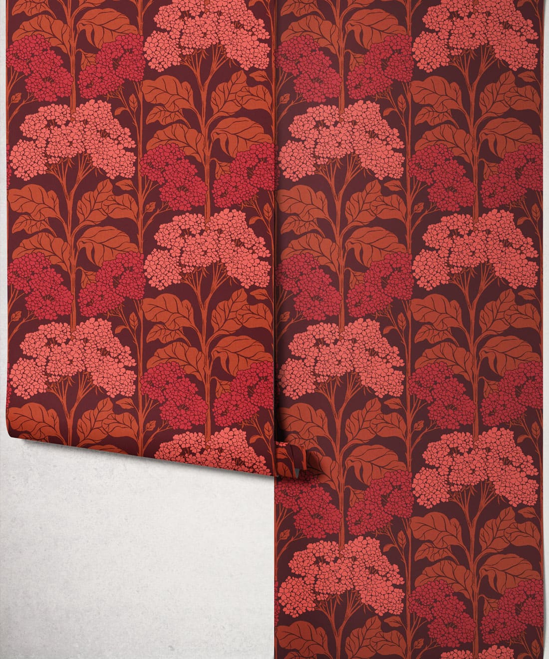 Cow Parsley Wallpaper - Colourway: Coral - Roll