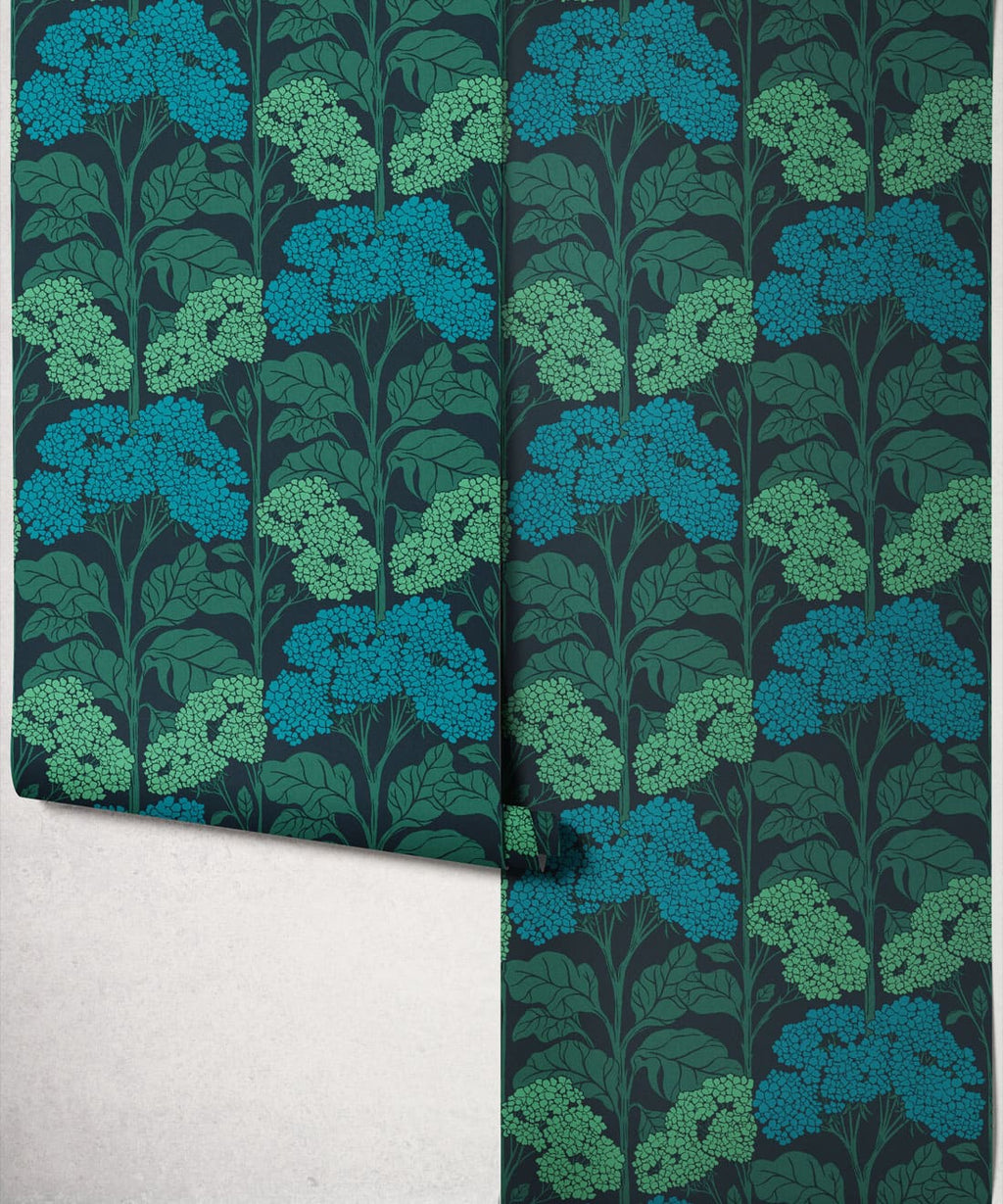 Cow Parsley Wallpaper - Colourway: Teal - Roll