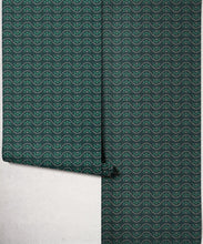 Load image into Gallery viewer, Rosette Wallpaper - Colourway: Teal - Roll