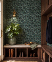 Load image into Gallery viewer, Tail Feather Wallpaper - Colourway: Peacock - Insitu