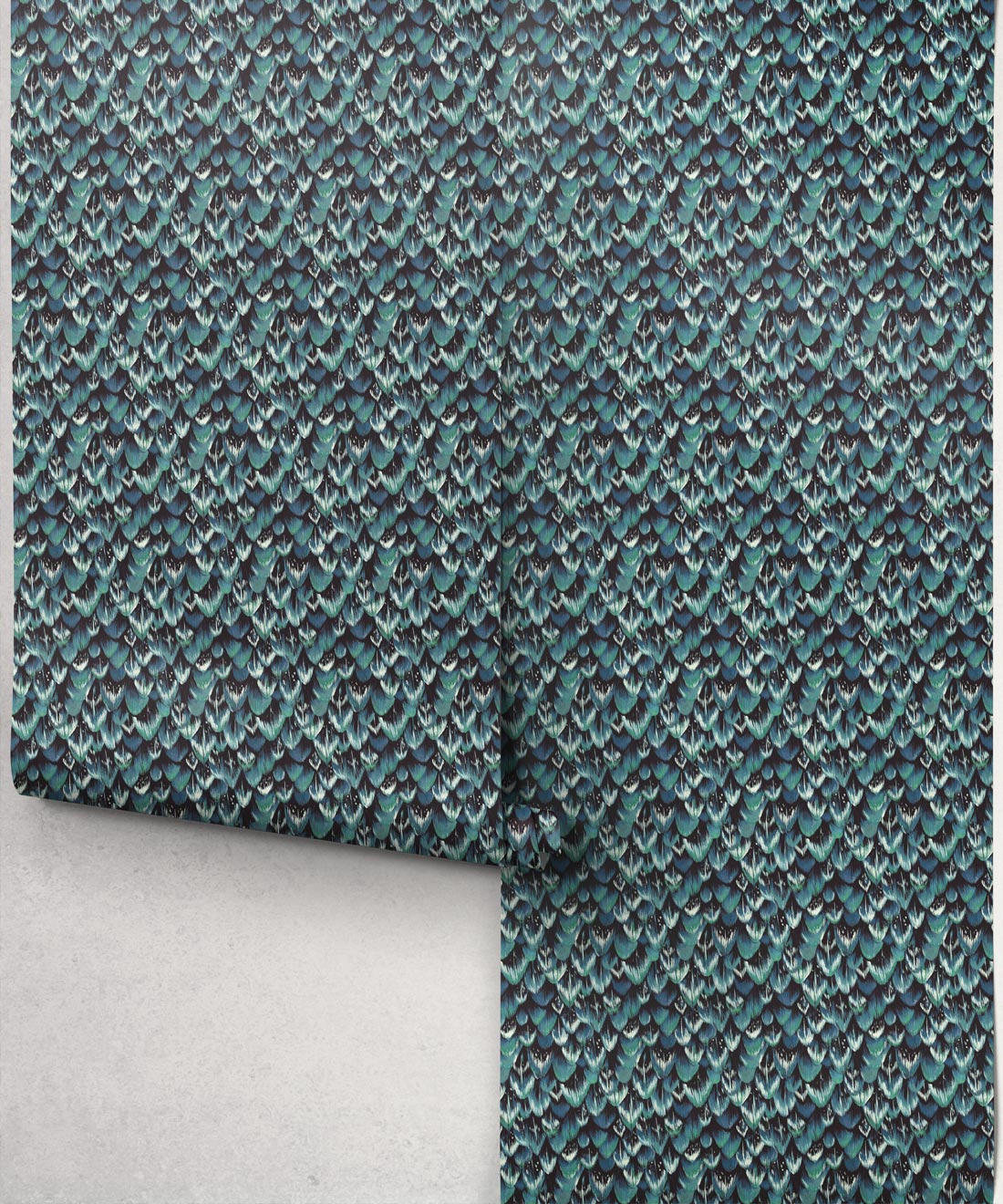 Tail Feather Wallpaper - Colourway: Peacock - Roll