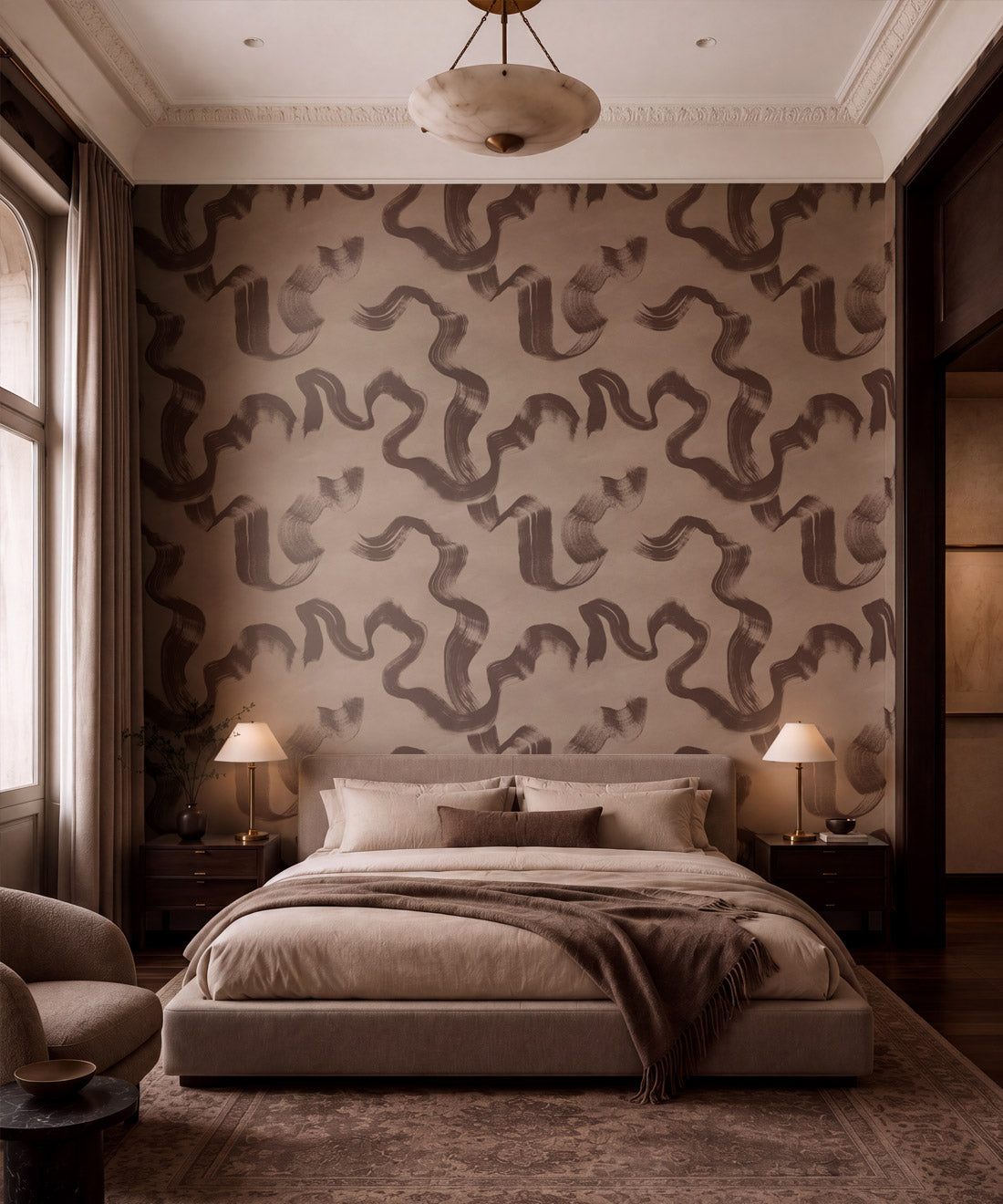 Zephyr Wallpaper - Colourway: Walnut - Insitu
