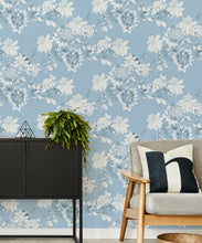 Load image into Gallery viewer, Protea Wallpaper • Floral Wallpaper • Bell Blue • Insitu