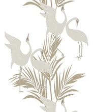 Load image into Gallery viewer, Dancing Brolga Wallpaper • Tropical Wallpaper • Brass • Swatch