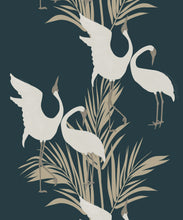 Load image into Gallery viewer, Dancing Brolga Wallpaper • Tropical Wallpaper • Forest Green • Swatch