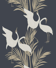 Load image into Gallery viewer, Dancing Brolga Wallpaper • Tropical Wallpaper • Indigo • Swatch