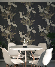 Load image into Gallery viewer, Dancing Brolga Wallpaper • Tropical Wallpaper • Indigo • Insitu