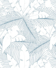 Load image into Gallery viewer, Art Deco Palm Wallpaper • Tropical Wallpaper • Powder Blue Reverse • Swatch