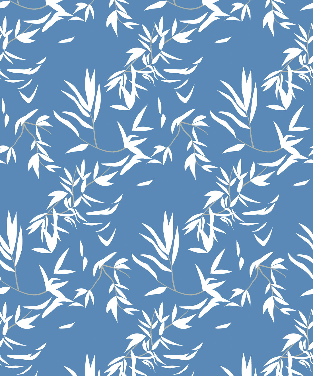 Bamboo Leaves Wallpaper • Classic Blue • Swatch