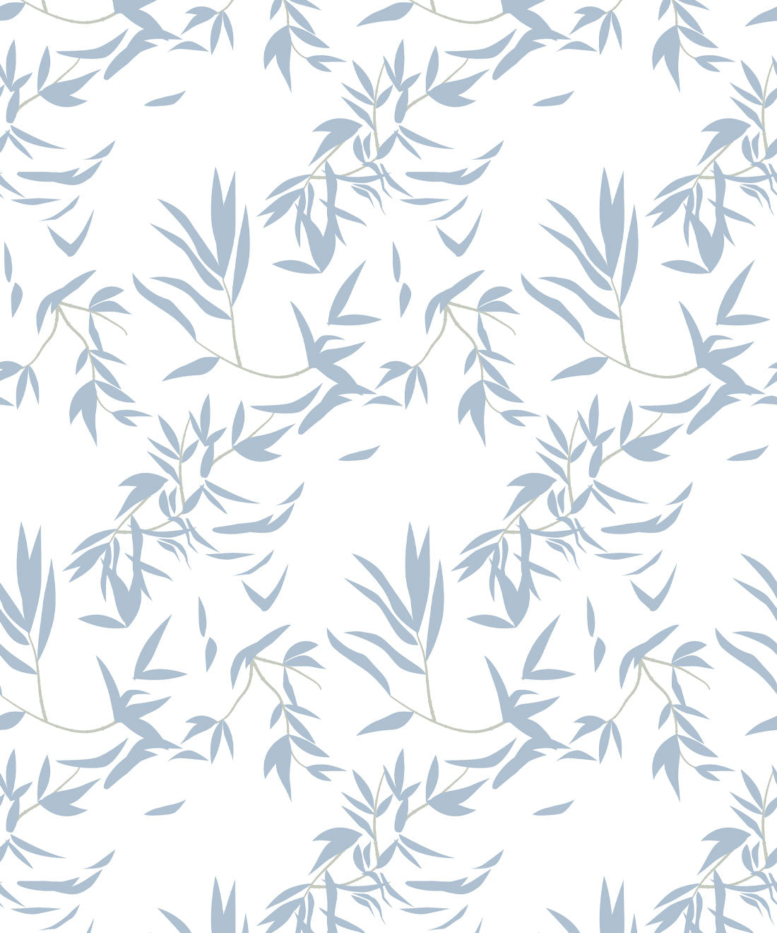 Bamboo Leaves Wallpaper • Dusty Blue • Swatch