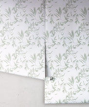Load image into Gallery viewer, Bamboo Leaves Wallpaper • Seafoam • Rolls