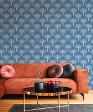 Load image into Gallery viewer, Desert Palm Wallpaper • Classic Blue • Insitu