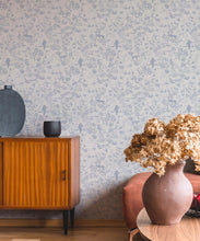 Load image into Gallery viewer, Vintage Floral Wallpaper • Dusty Blue • Insitu