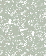Load image into Gallery viewer, Vintage Floral Wallpaper • Seafoam • Swatch