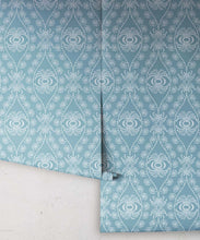 Load image into Gallery viewer, Palm Wallpaper • Bosco Blue • Rolls